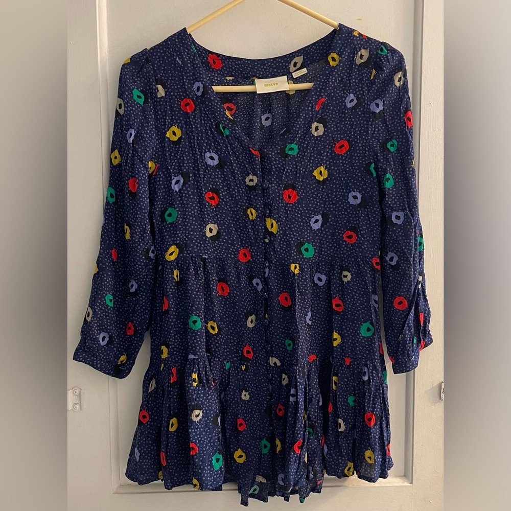 Anthropologie MAEVE  Women's XSmall Lila Tiered Polka Dots Tunic
